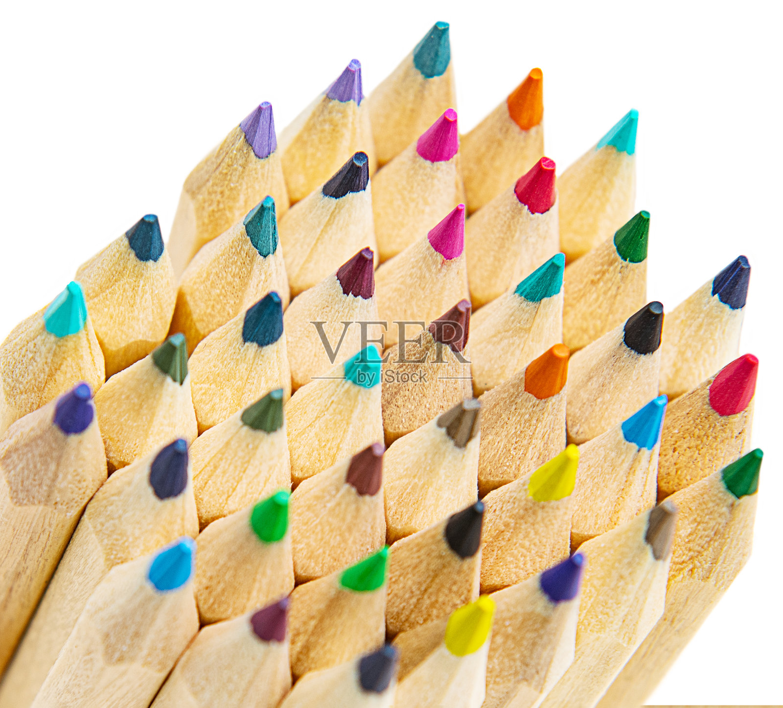 孤立的彩色铅笔特写在白色的背景照片摄影图片