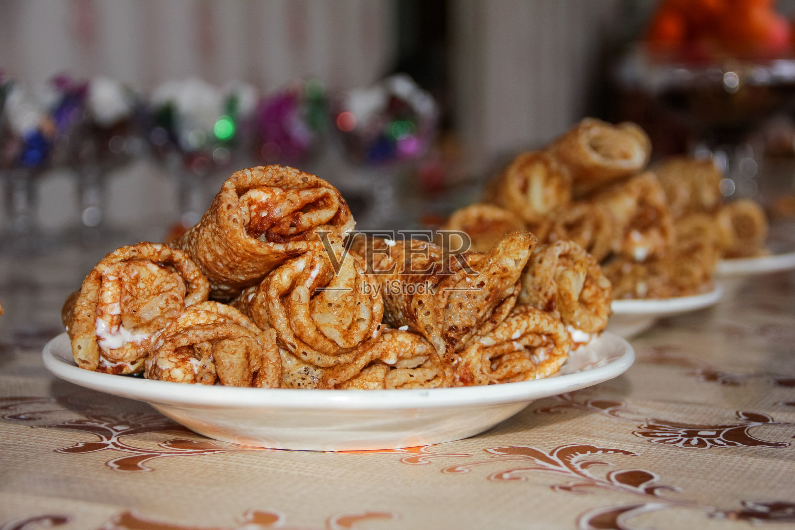 薄饼配白软干酪照片摄影图片