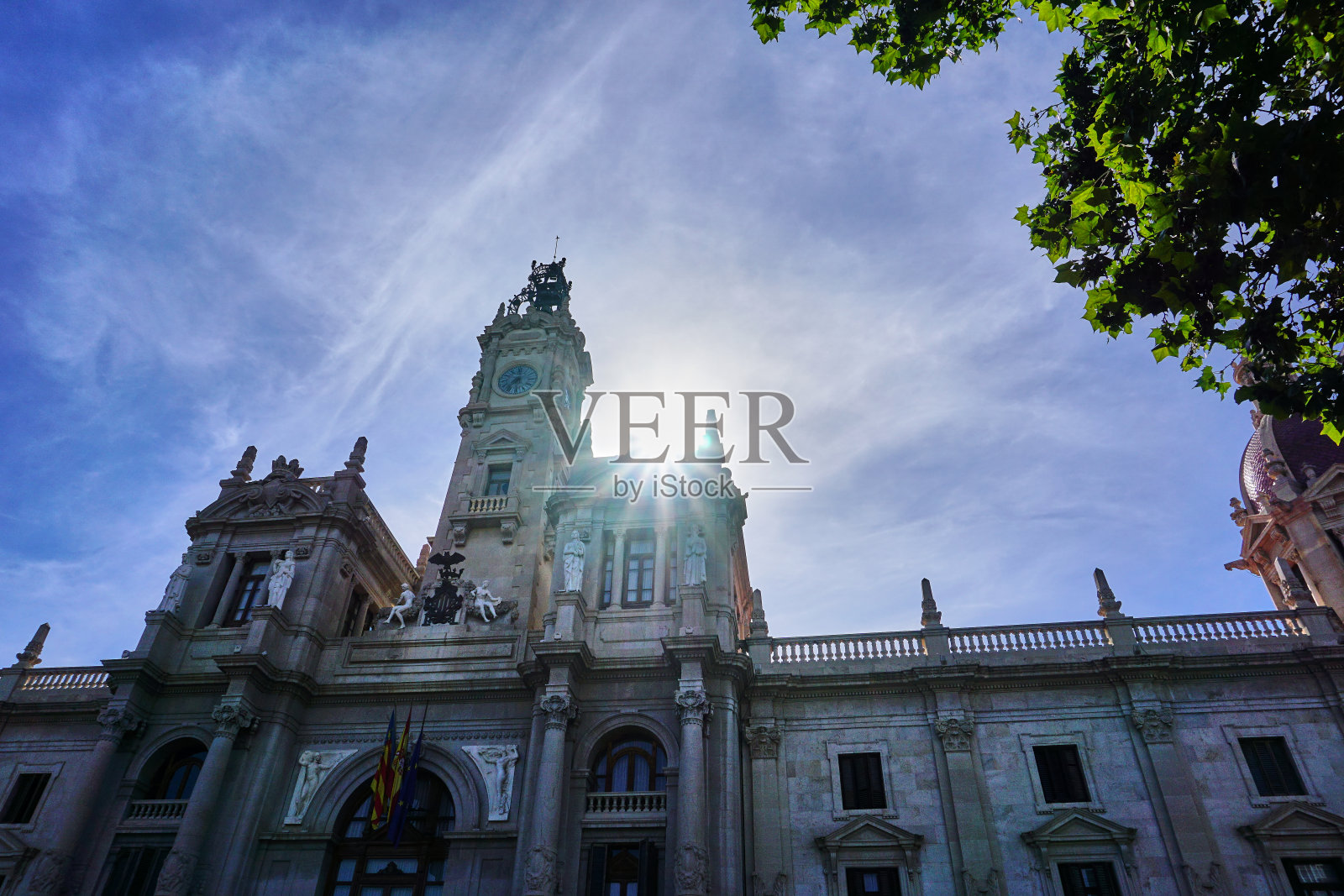 西班牙巴伦西亚市政厅的特写照片摄影图片