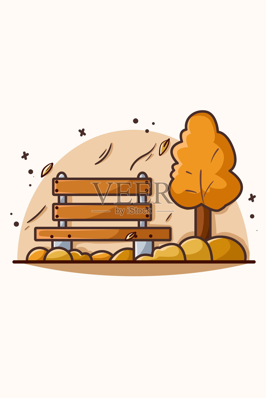 秋天的一天，在路边有一棵挺立的树设计元素图片