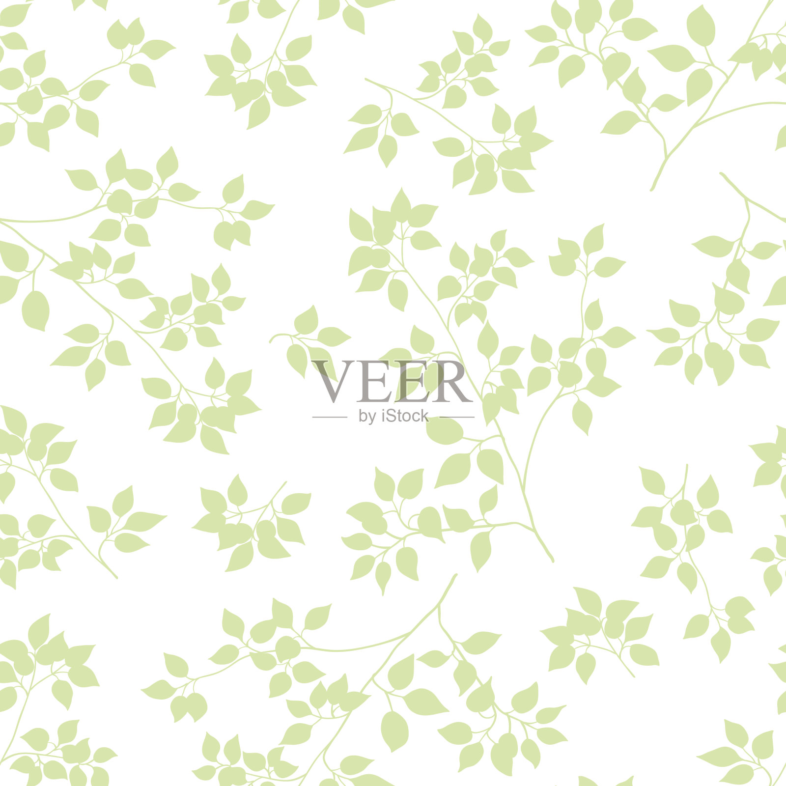 树枝与树叶无缝矢量图案插画图片素材