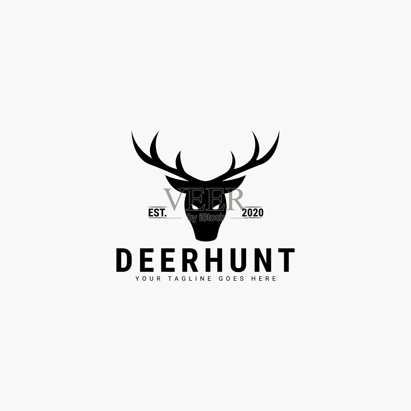 鹿的复古标志设计插画图片素材