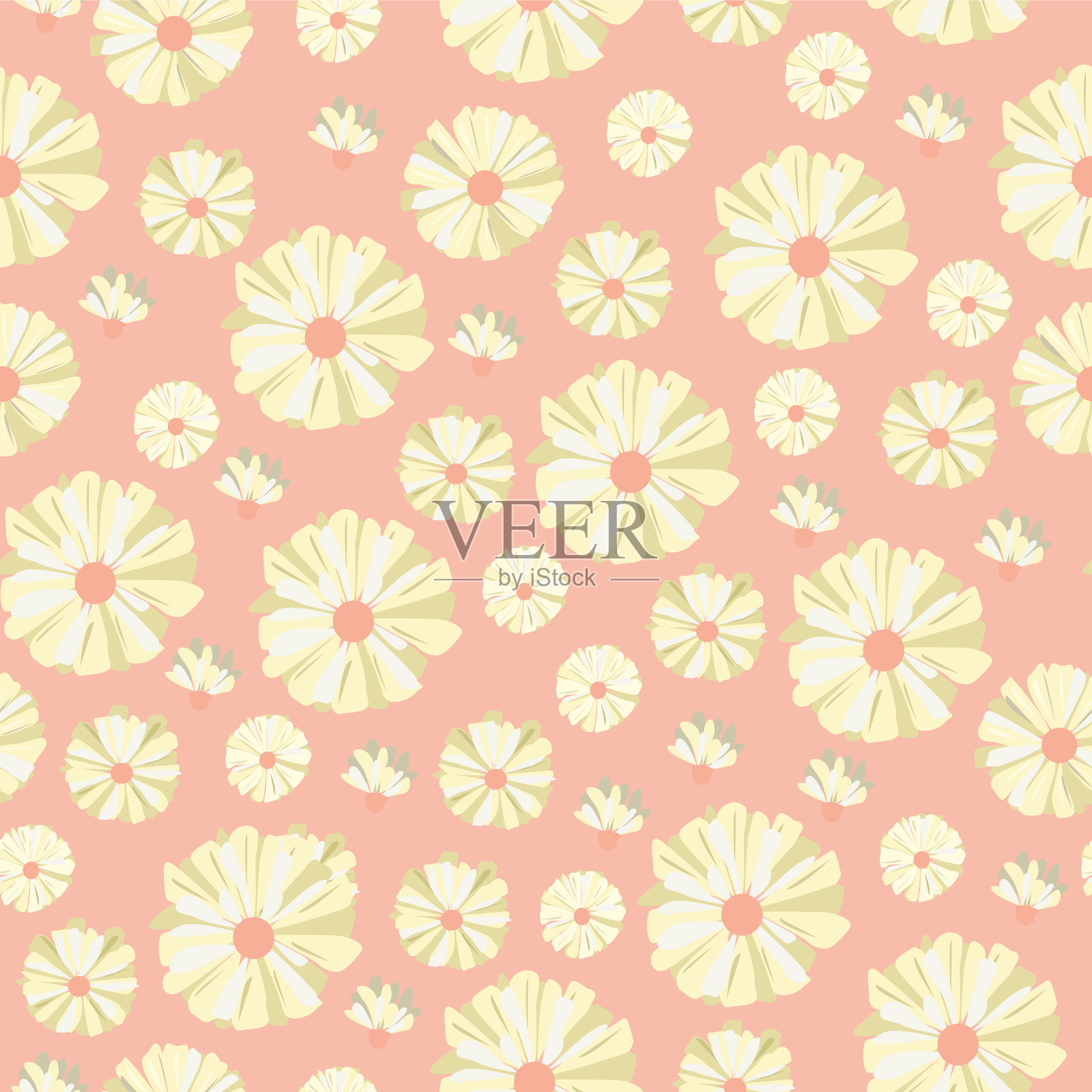 无缝图案与夏季雏菊粉红色插画图片素材