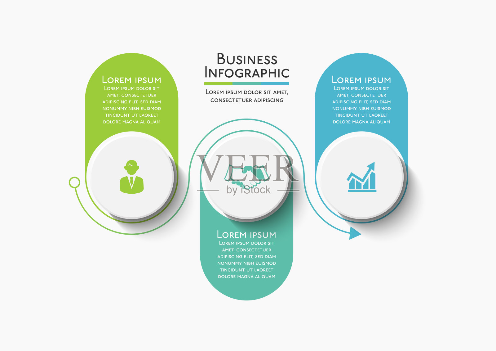 业务数据可视化。时间轴信息图图标设计为抽象的背景模板设计模板素材