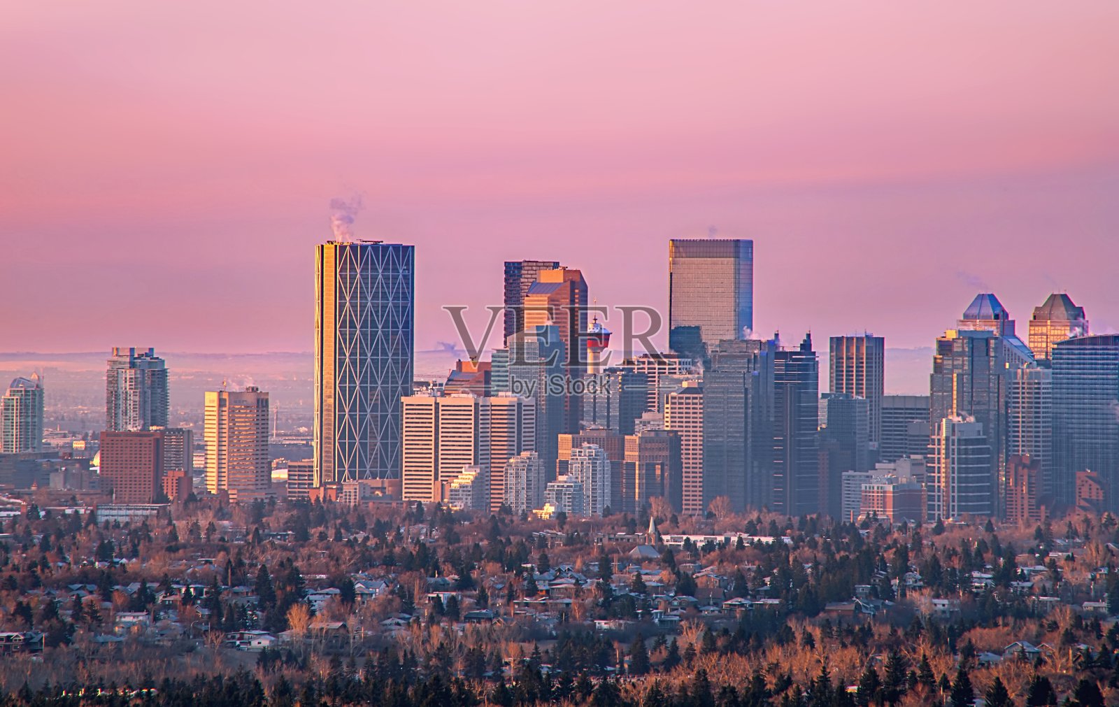 生动的日出在市中心卡尔加里照片摄影图片