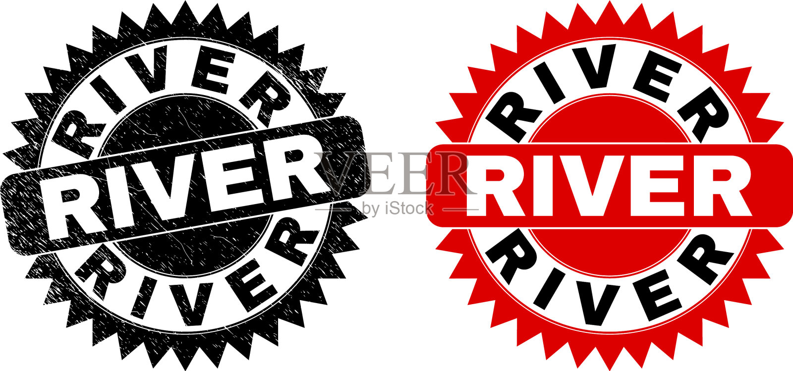 河黑色玫瑰形印章，表面腐蚀插画图片素材