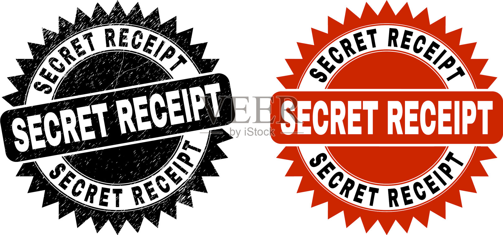 秘密收据，黑色玫瑰形印章，锈蚀插画图片素材