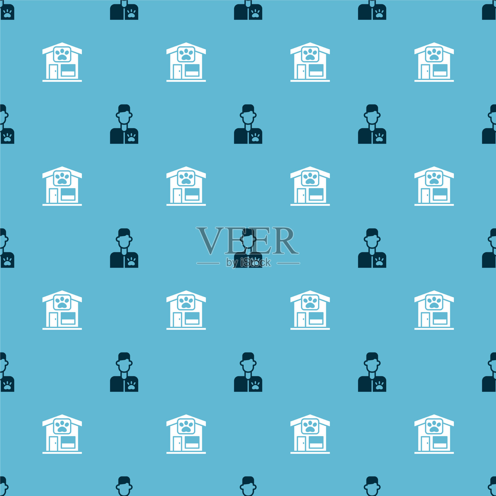 设置兽医和宠物美容图标素材