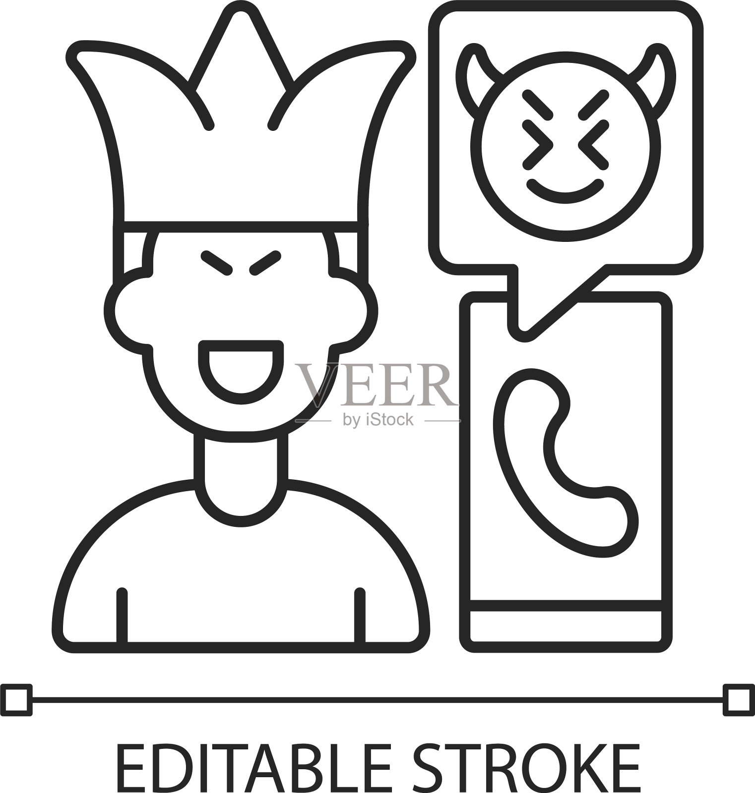 手机恶作剧线性图标插画图片素材