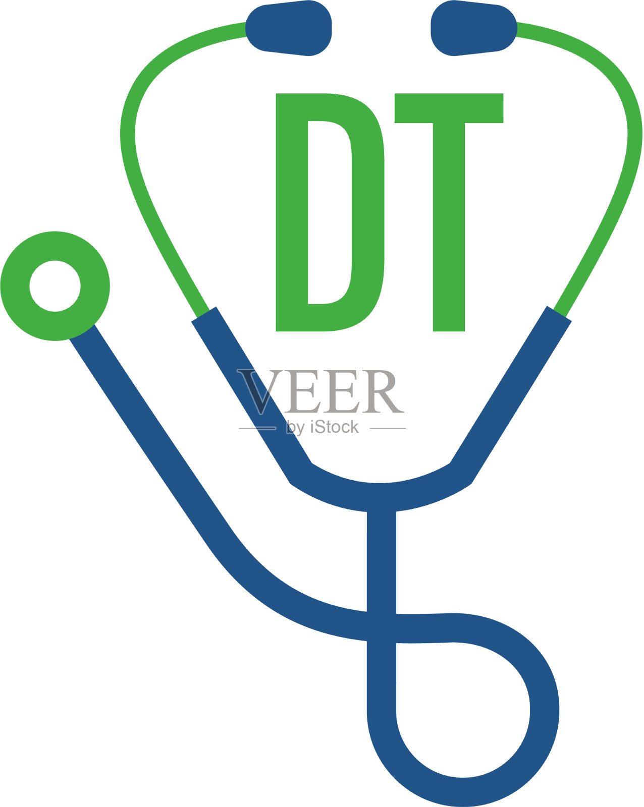 Dt字母标志设计带有听诊器图标插画图片素材