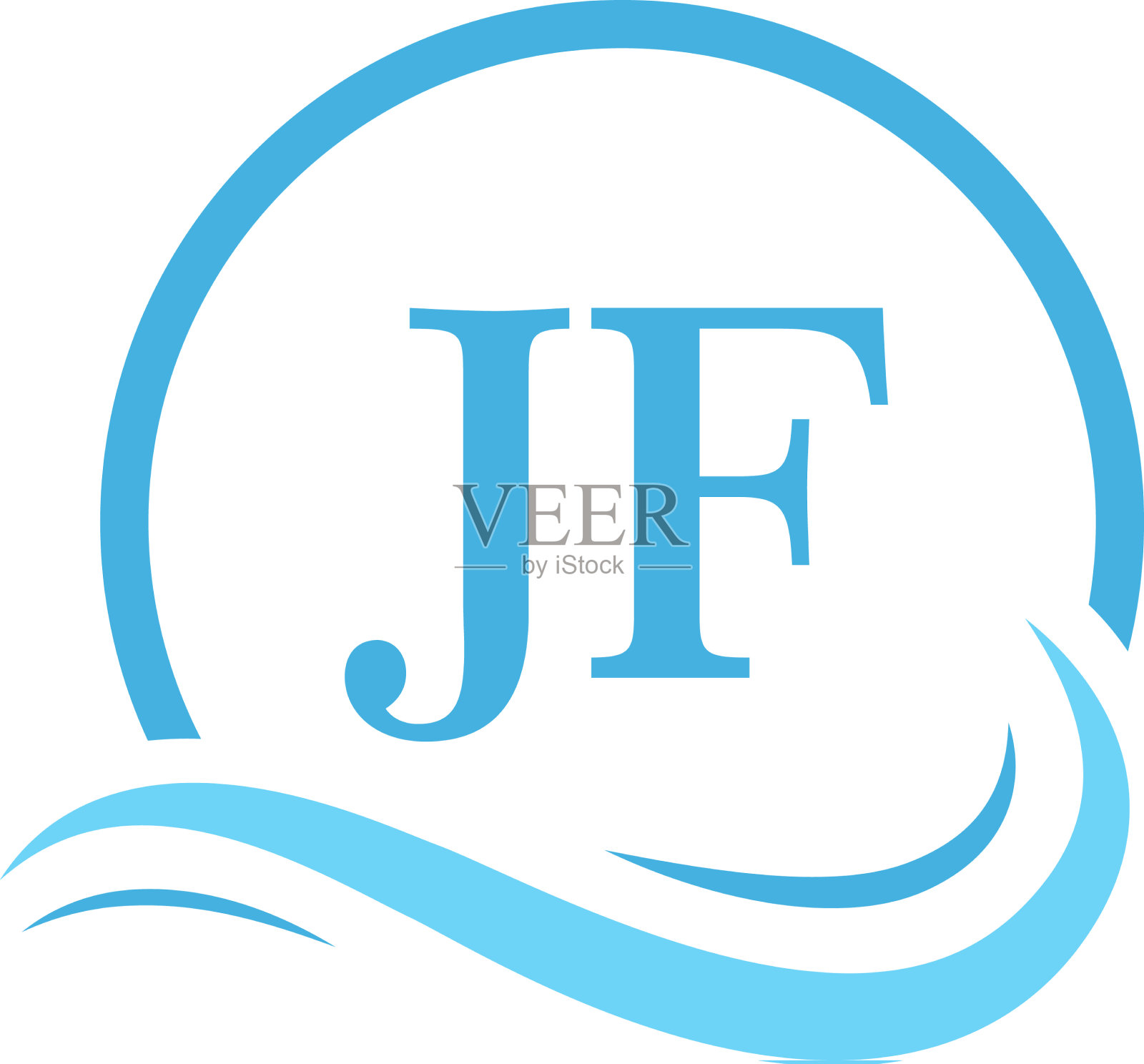 Jf刻字标志设计在水波现代插画图片素材