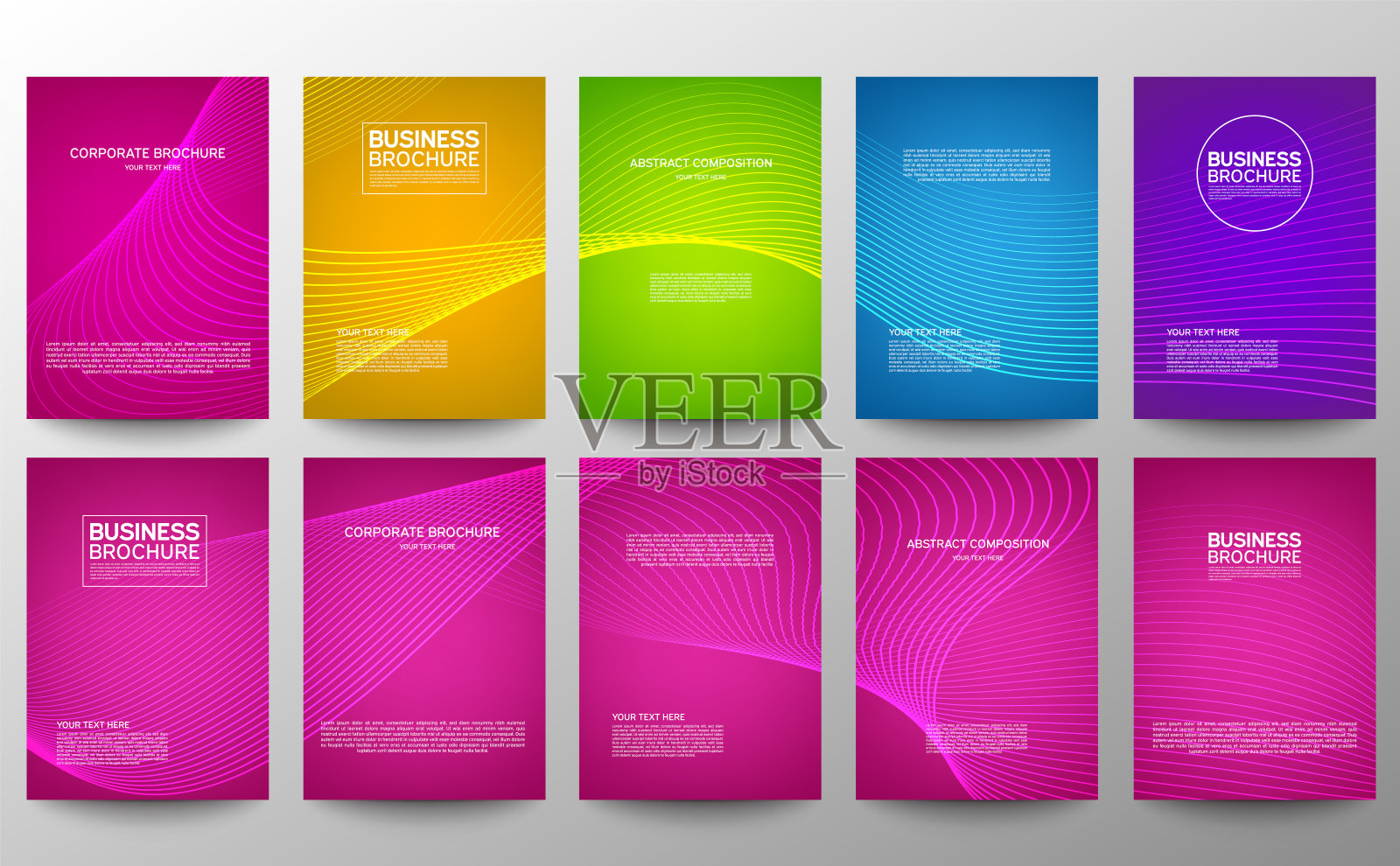 覆盖几何最小。集。矢量抽象线条图案的海报设计。一套商业小册子模板。很酷的梯度。图形模式的年度专辑背景。设计模板素材