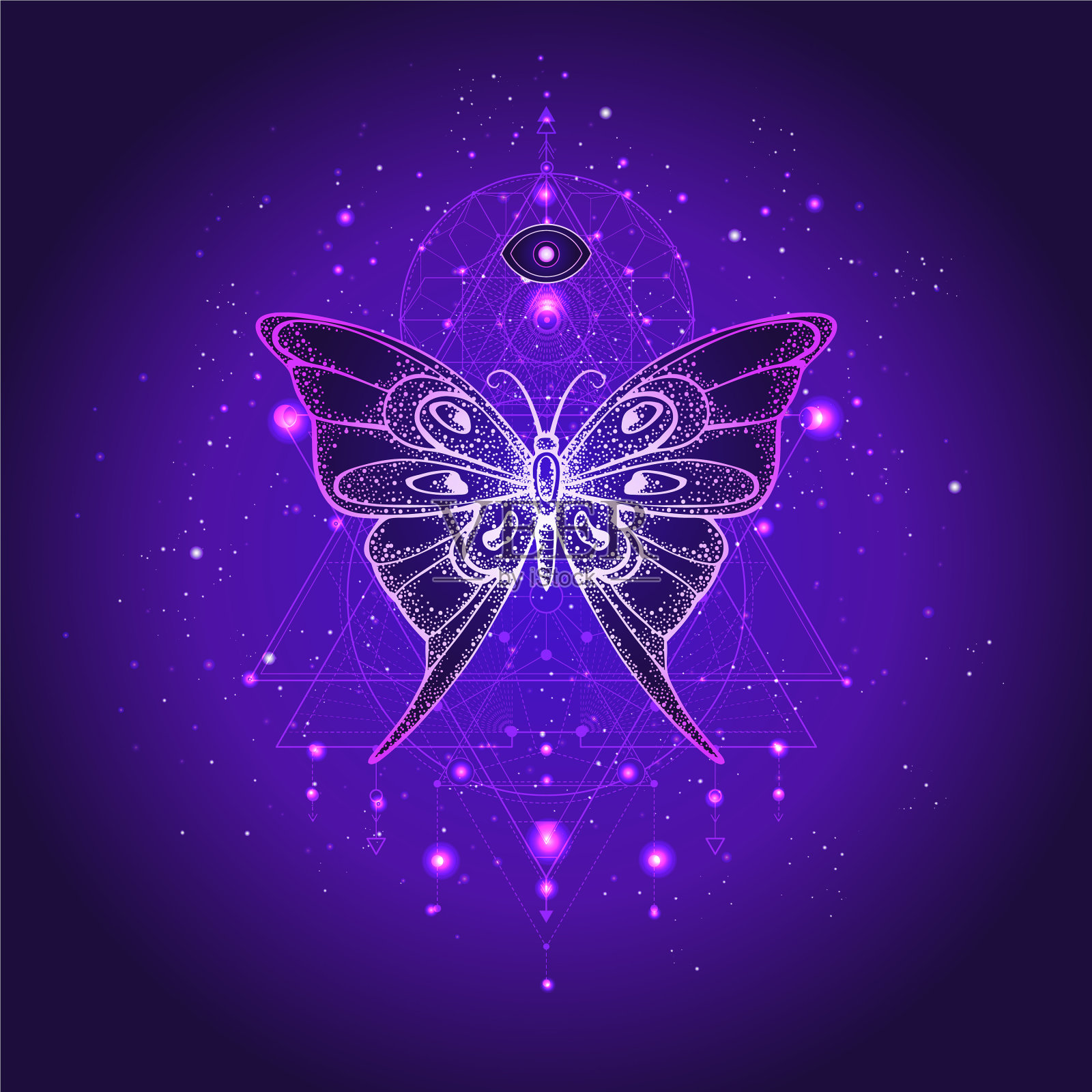 蝴蝶与神圣的象征插画图片素材