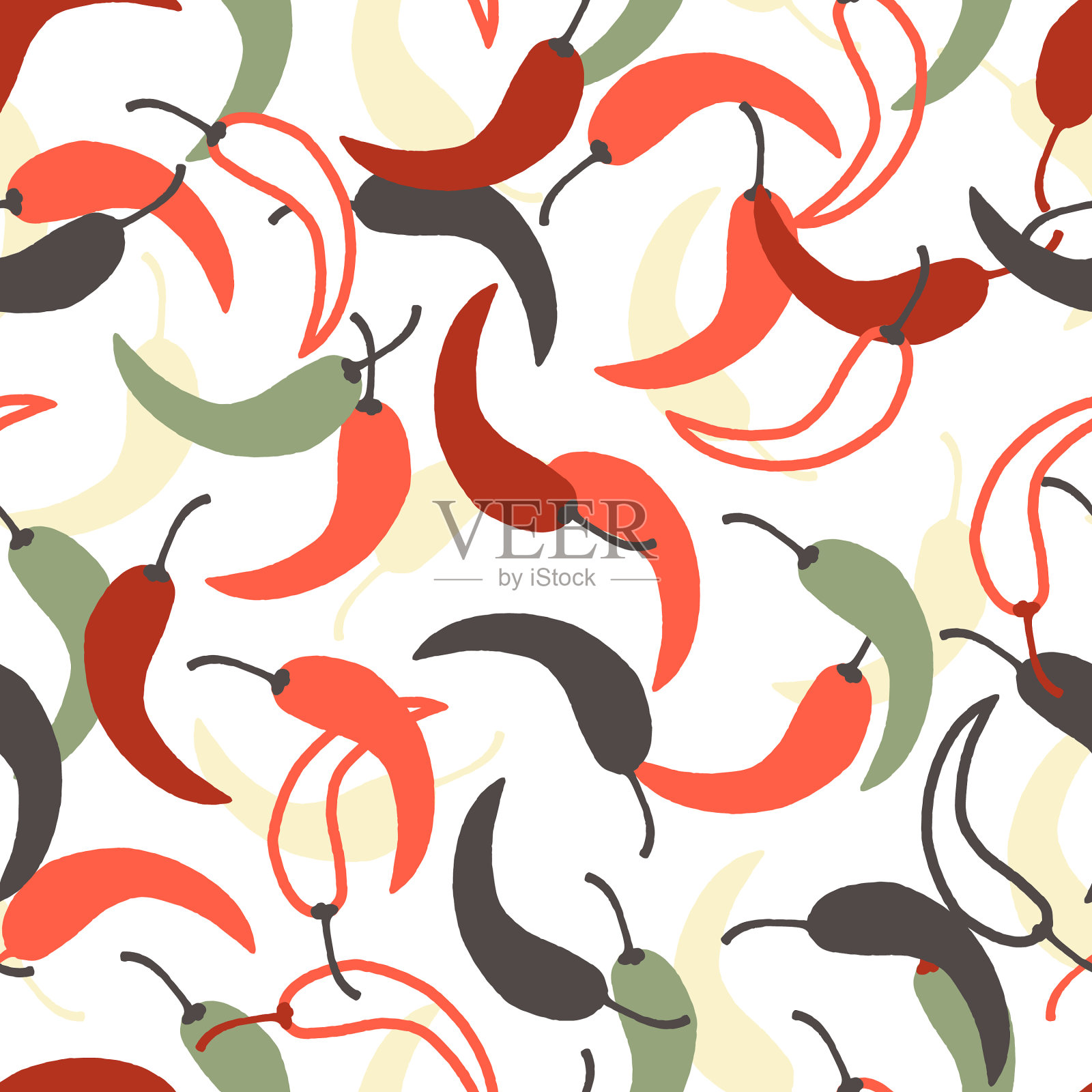 鲜红绿辣椒抽象艺术插画图片素材