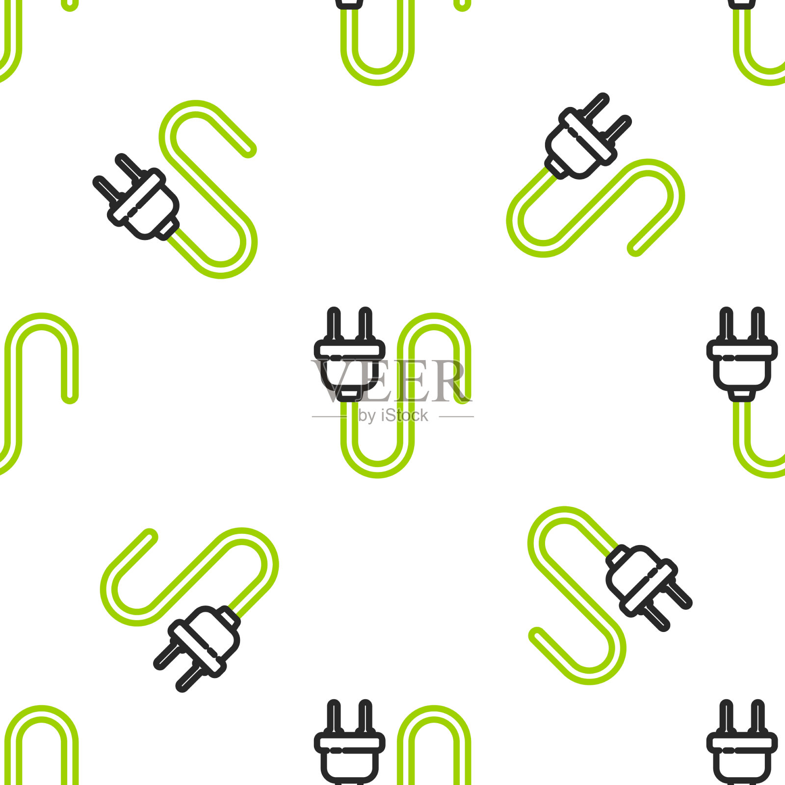 线路电插头图标隔离无缝模式插画图片素材