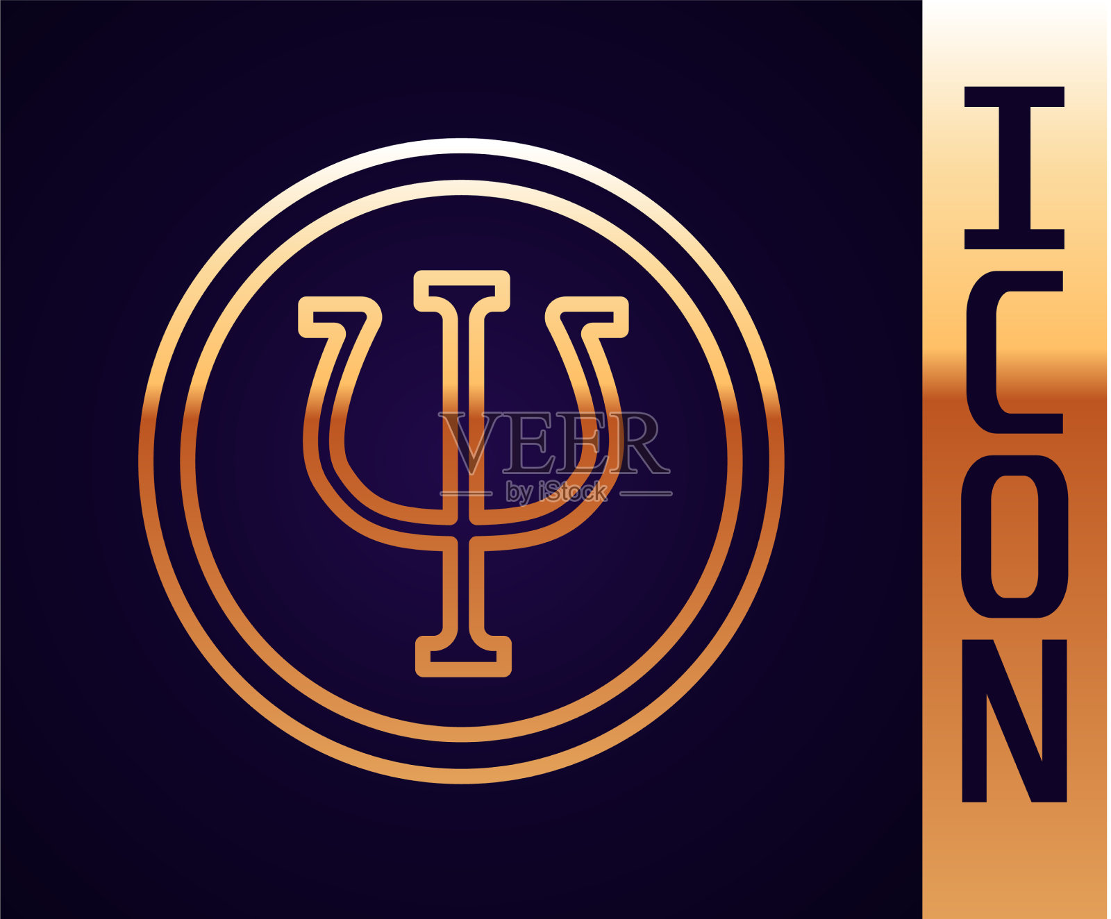 金线心理图标孤立于黑色插画图片素材