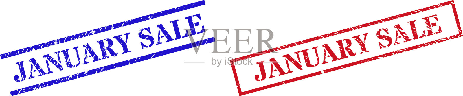 一月份销售有纹理的橡胶印章用插画图片素材