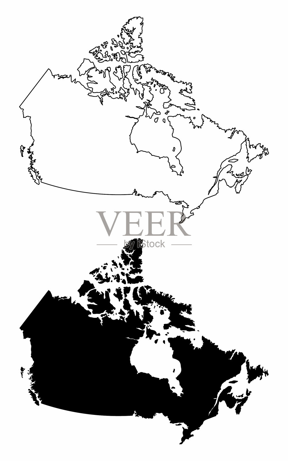加拿大轮廓的地图插画图片素材
