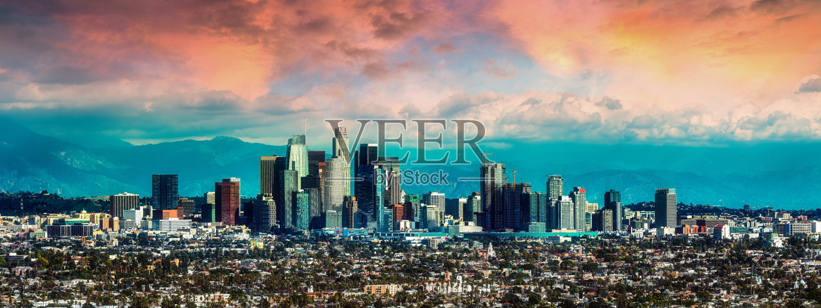 洛杉矶天际线全景图照片摄影图片