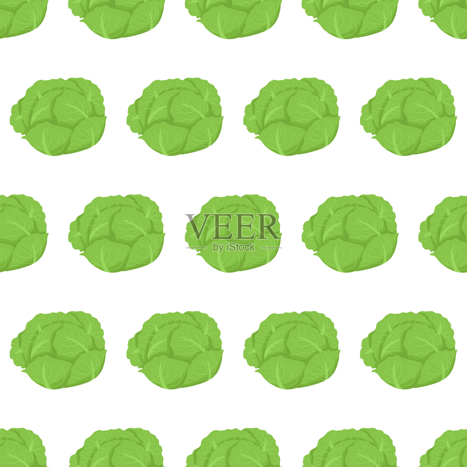 绿色卷心菜无缝图案的墙纸插画图片素材
