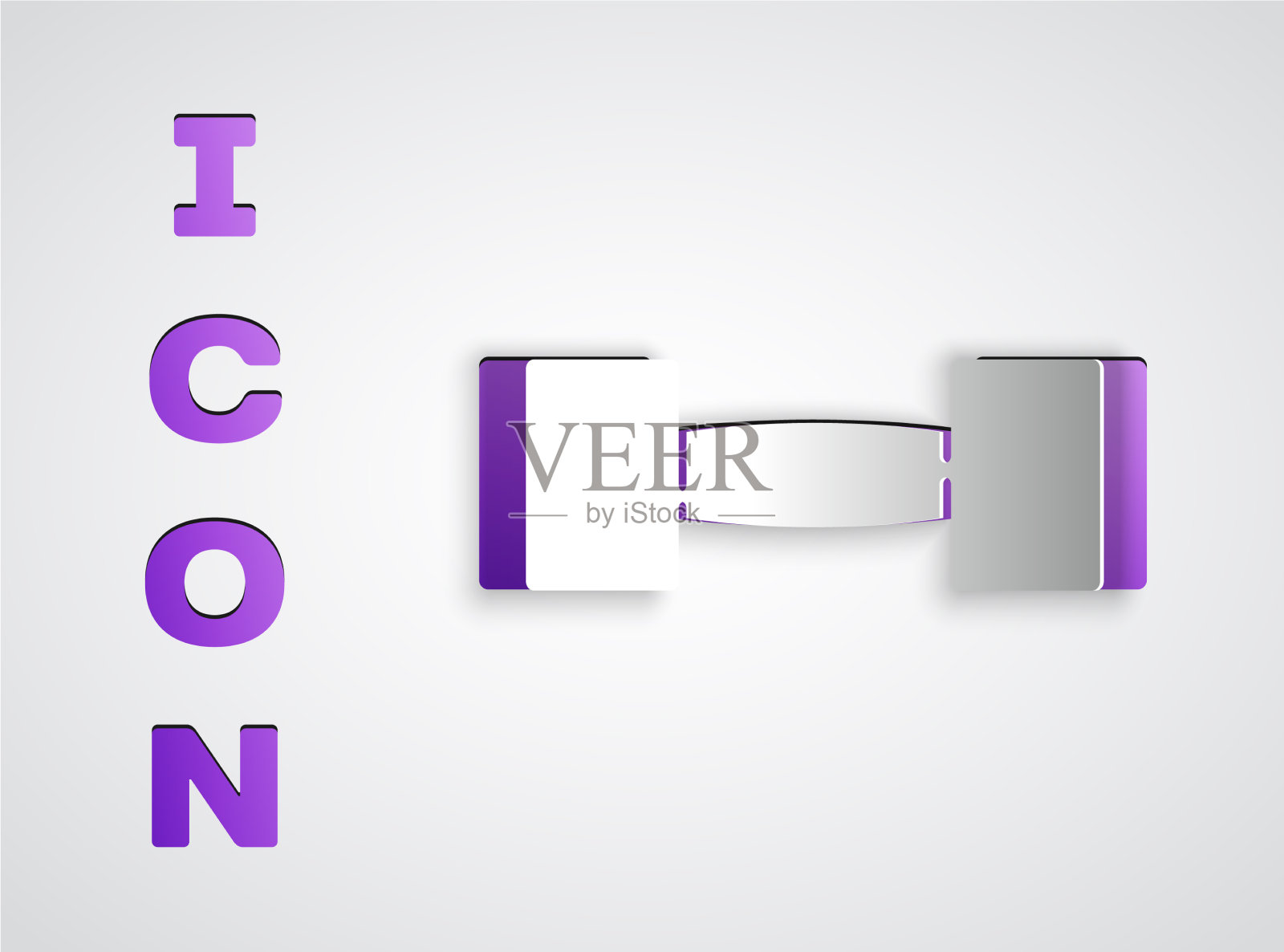 剪纸哑铃图标孤立在灰色图标素材