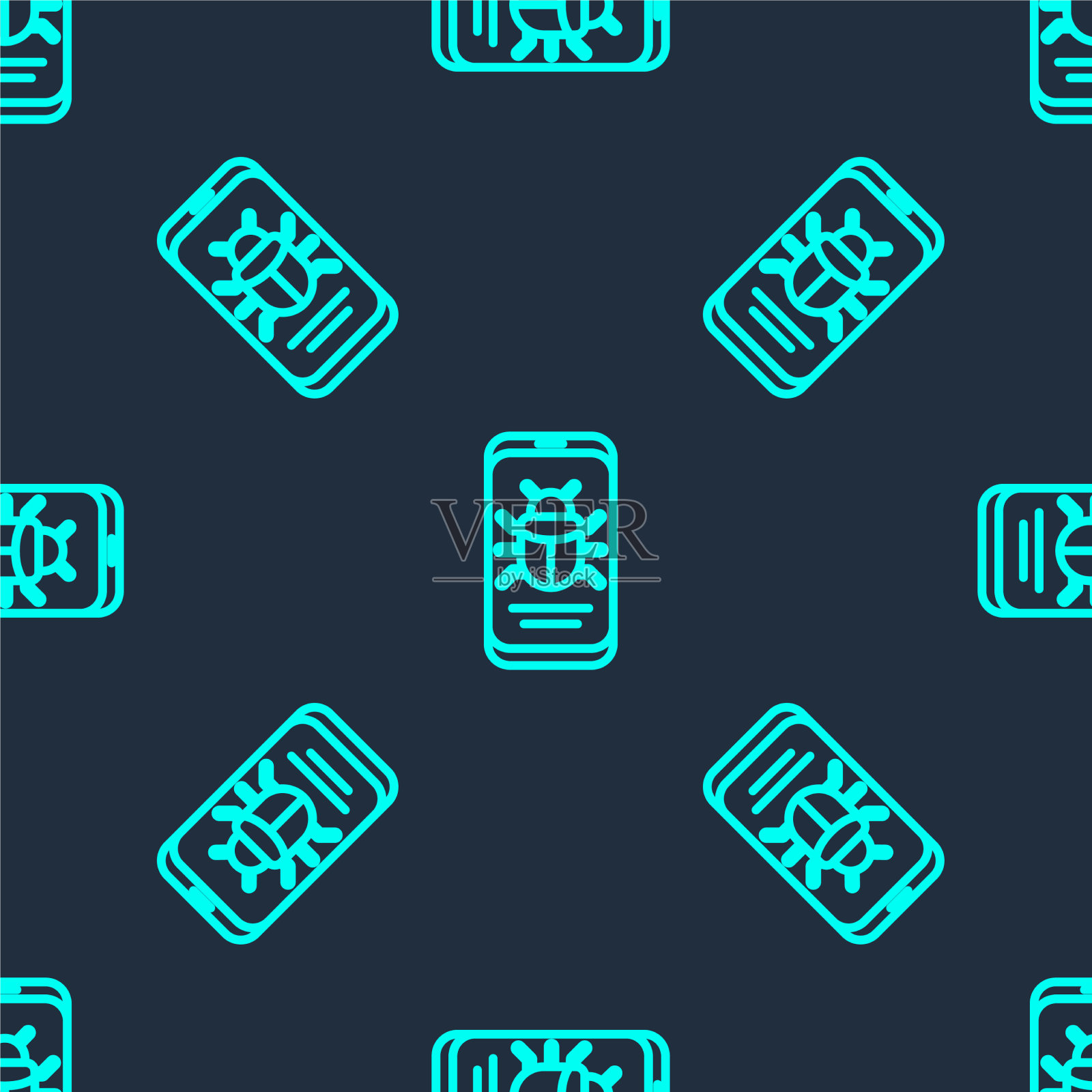 绿线系统错误的移动图标隔离插画图片素材