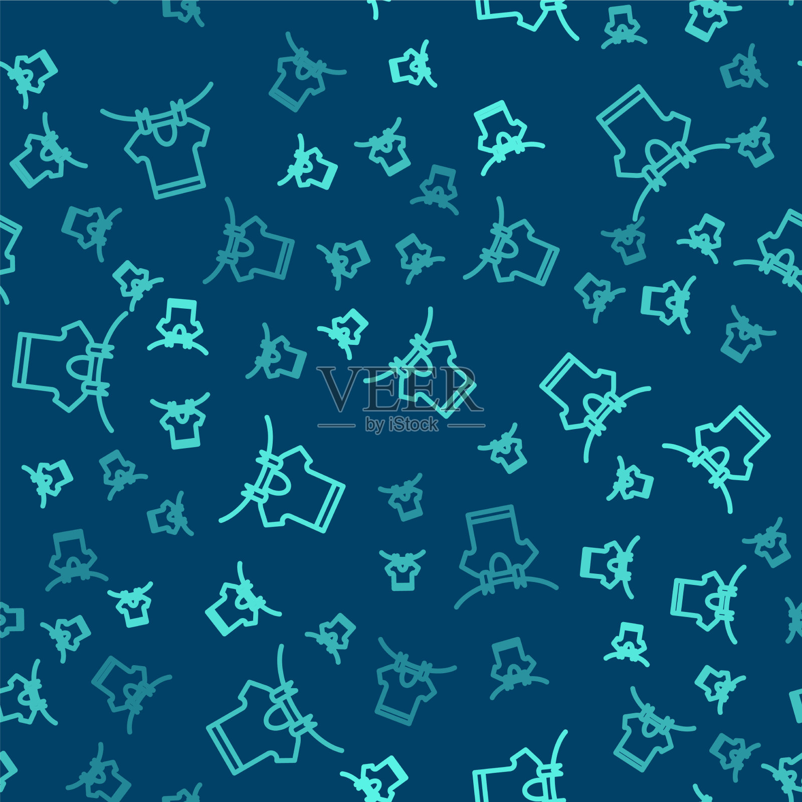 绿线烘干衣服图标隔离无缝插画图片素材