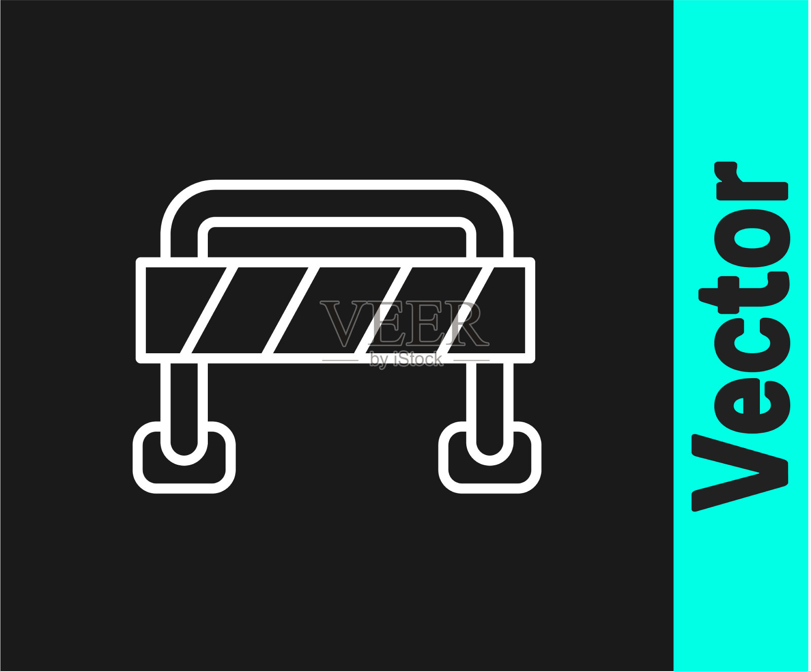 白线道路障碍图标孤立在黑色插画图片素材