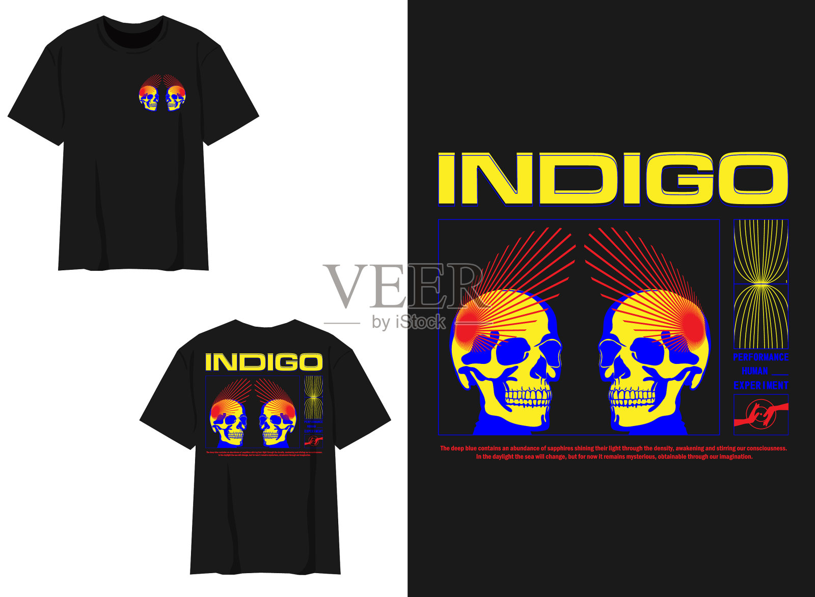 工业streatwear靛蓝插画图片素材