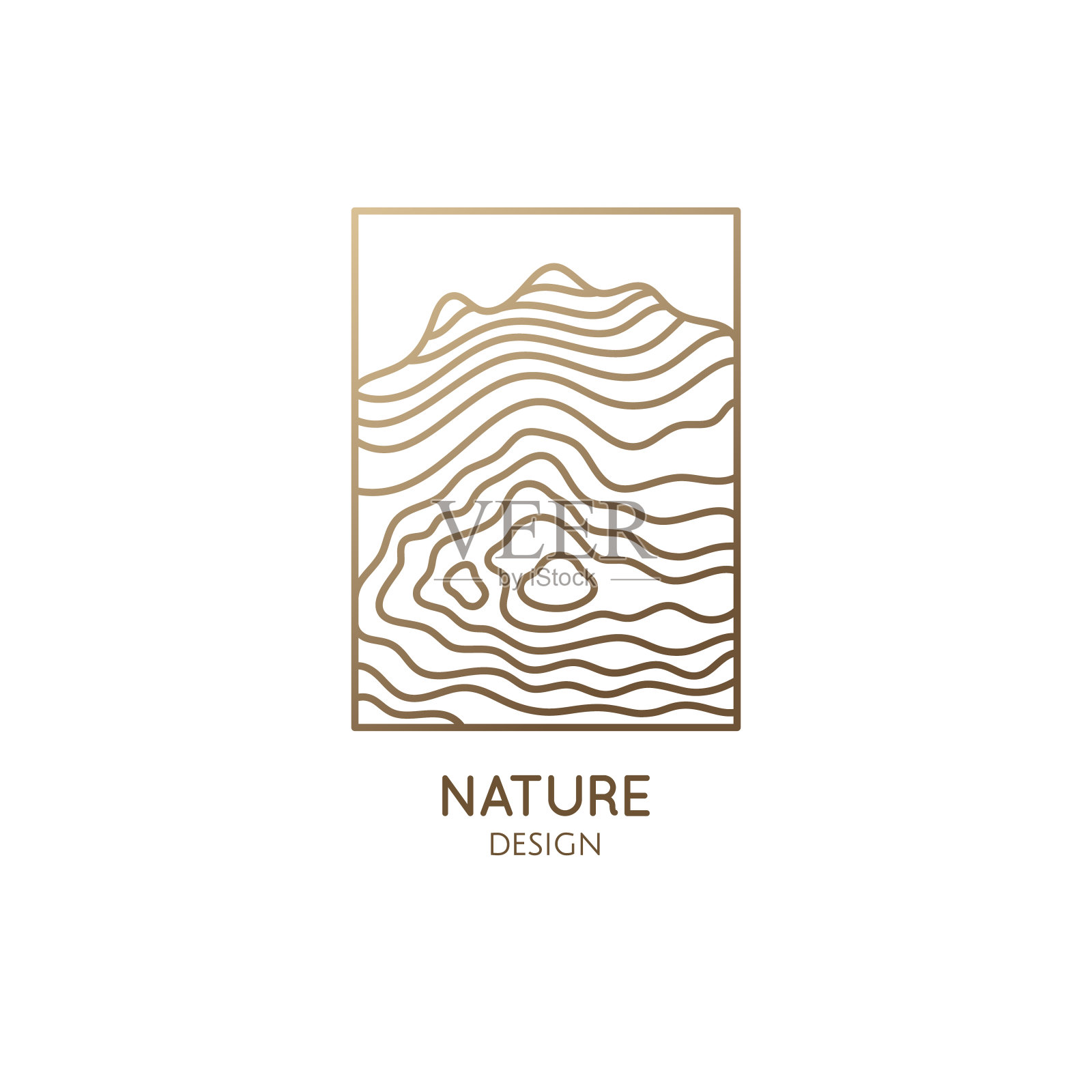 抽象的山。自然简约的景观图标与地形结构。带有波浪线的矢量图案。地质矿产工业插画图片素材