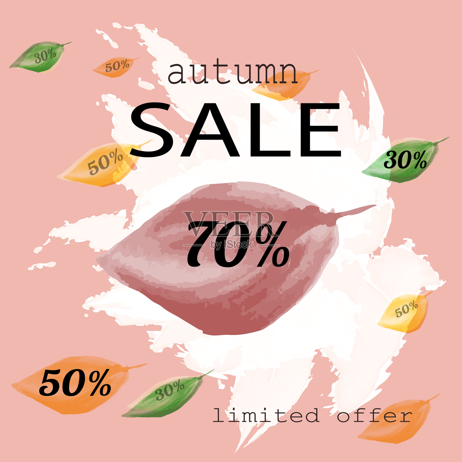 秋季销售水彩横幅设计模板素材