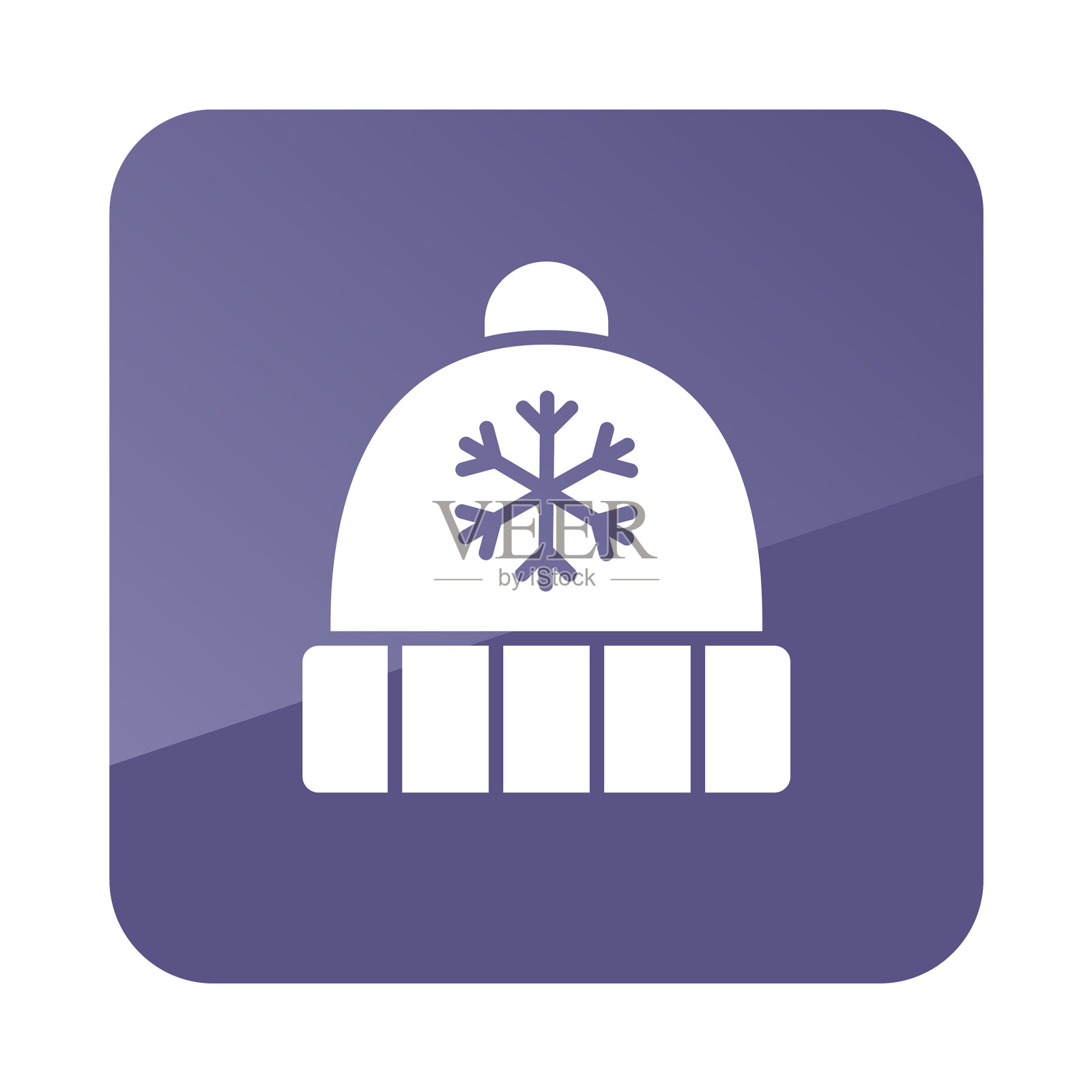 冬季帽子帽与雪花和绒球图标图标素材