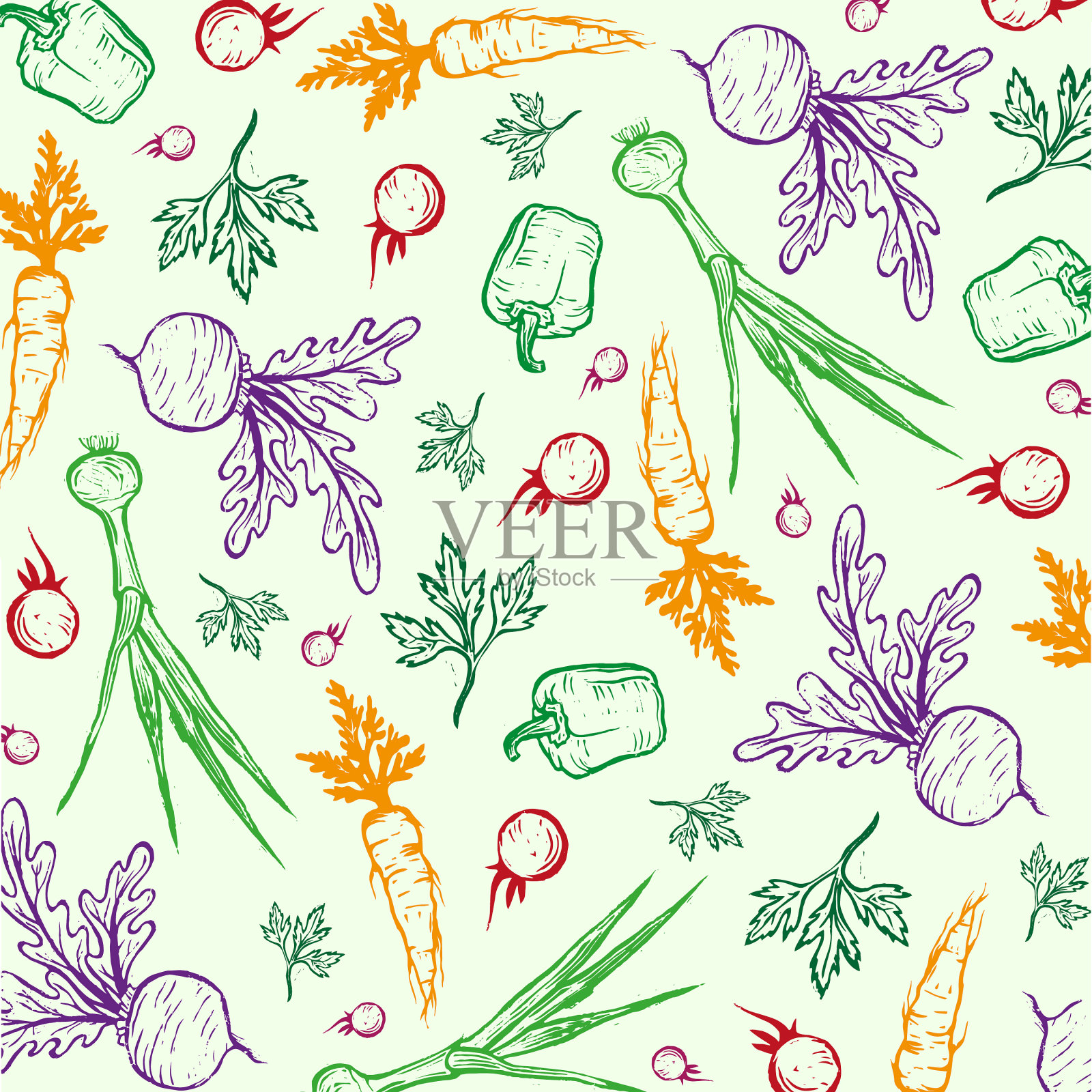 素菜色花纹麻切蔬菜插画图片素材