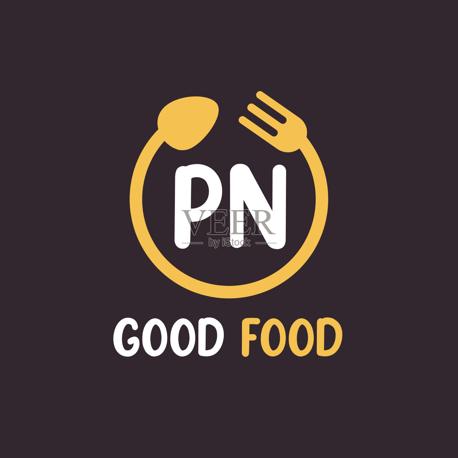 Pn字母标志设计与餐厅理念插画图片素材