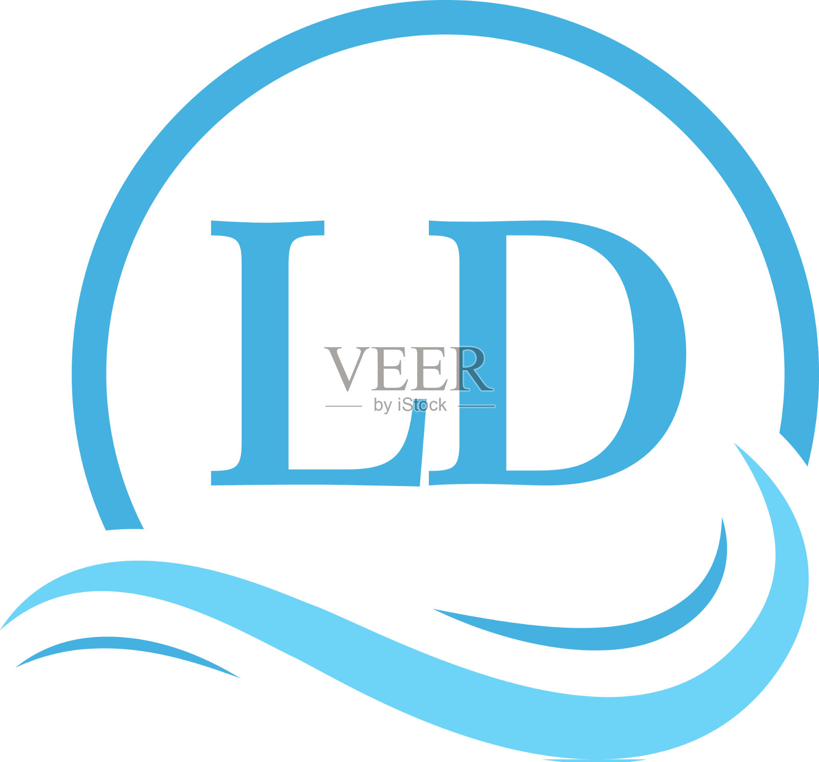 Ld字体标志设计在水波现代插画图片素材