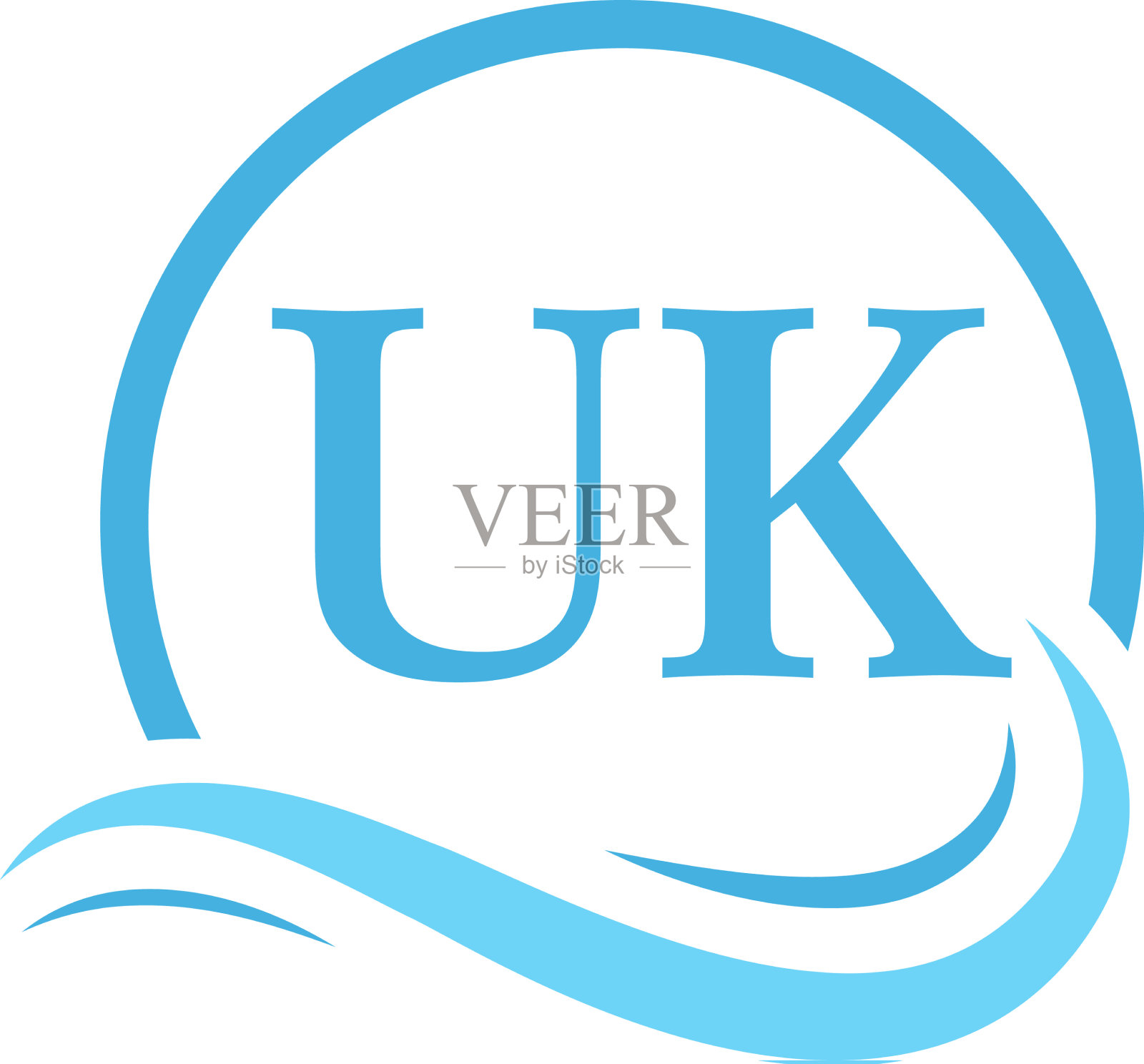 英国字母标志设计在水波现代插画图片素材