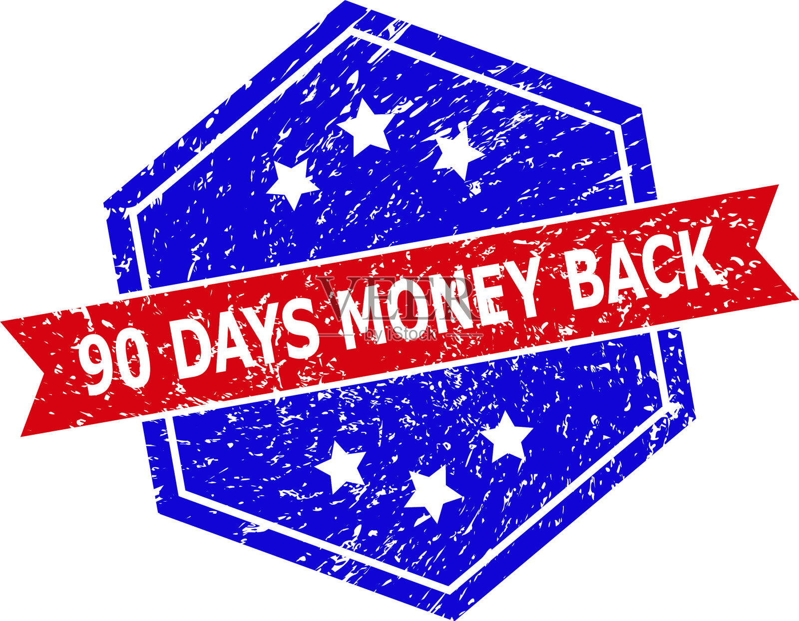 六角双色90天回钱橡皮图章插画图片素材