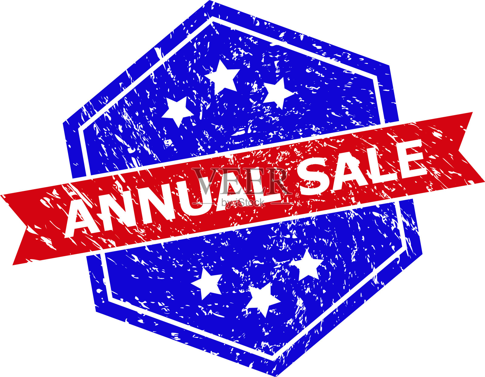 六角形双色年度销售邮票加盖设计元素图片