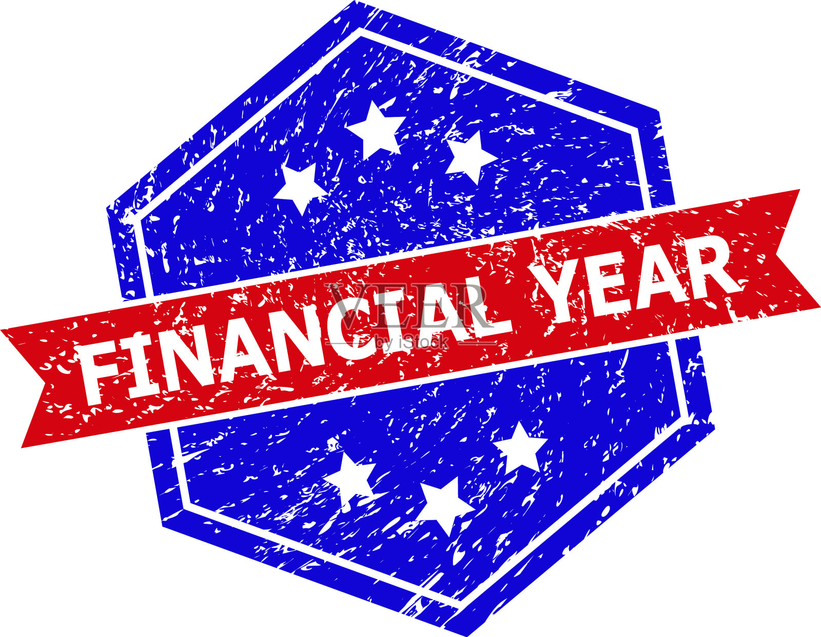 六角双色财政年度橡皮图章用插画图片素材