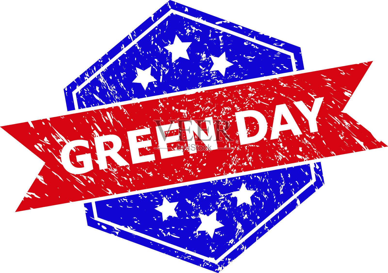 六边形双色绿天橡皮图章插画图片素材