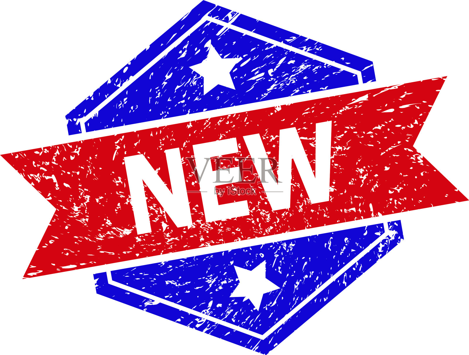 六边形双色新印章与grunged纹理插画图片素材