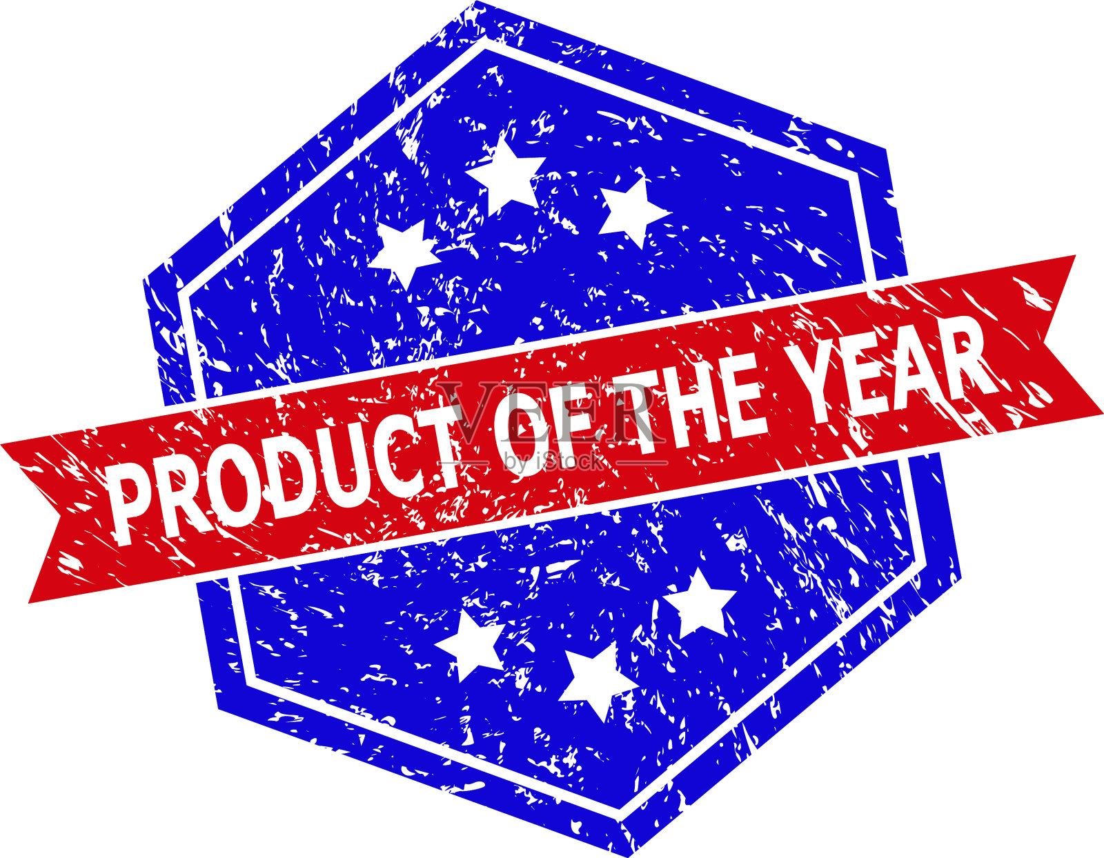 六角形双色产品的年份邮票设计元素图片