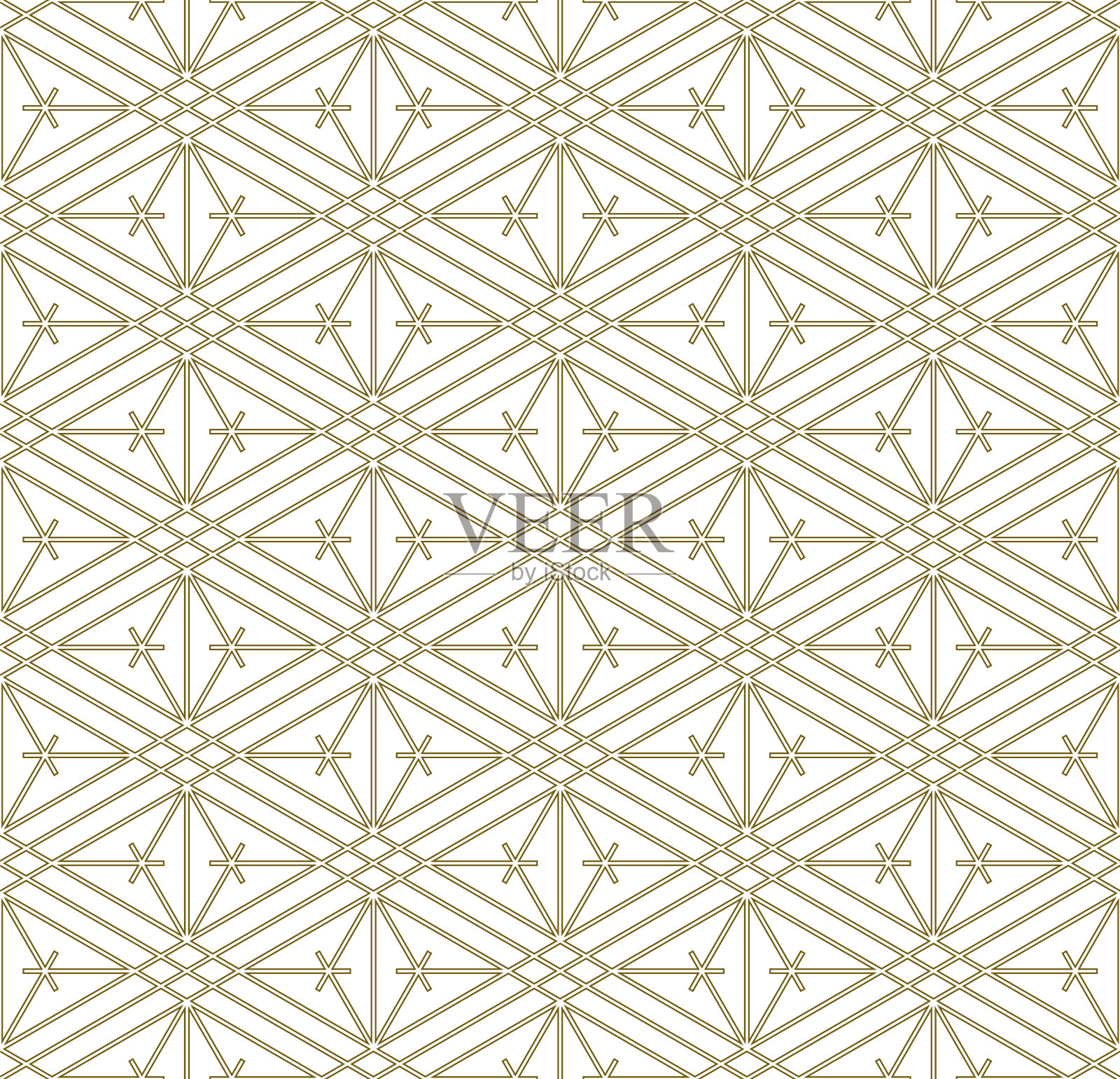 无缝日本传统装饰久美子。金黄色线条。插画图片素材