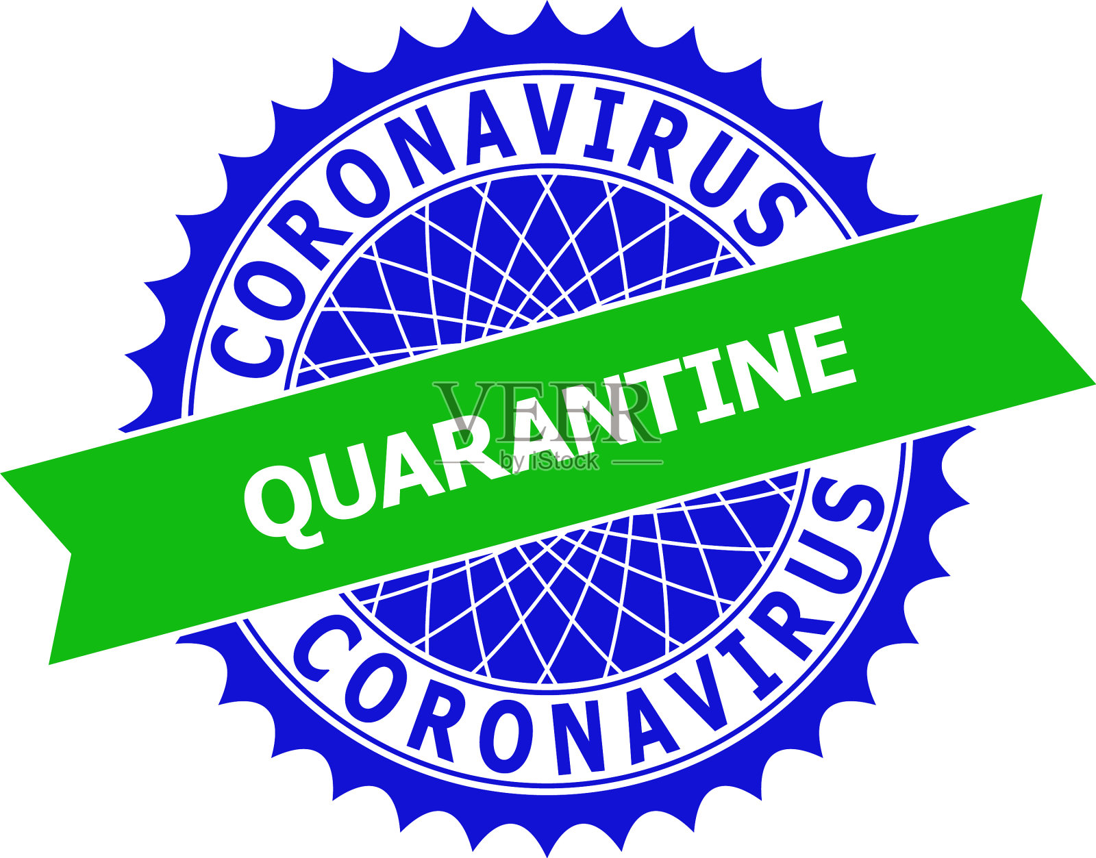 冠状病毒检疫双色干净花环插画图片素材