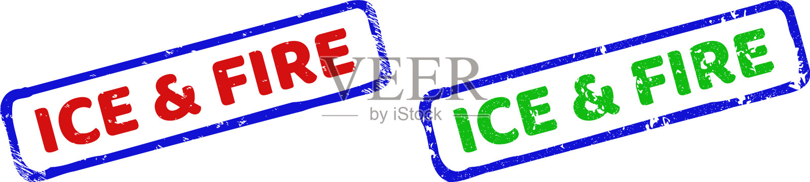 冰火双色粗长方封条用插画图片素材