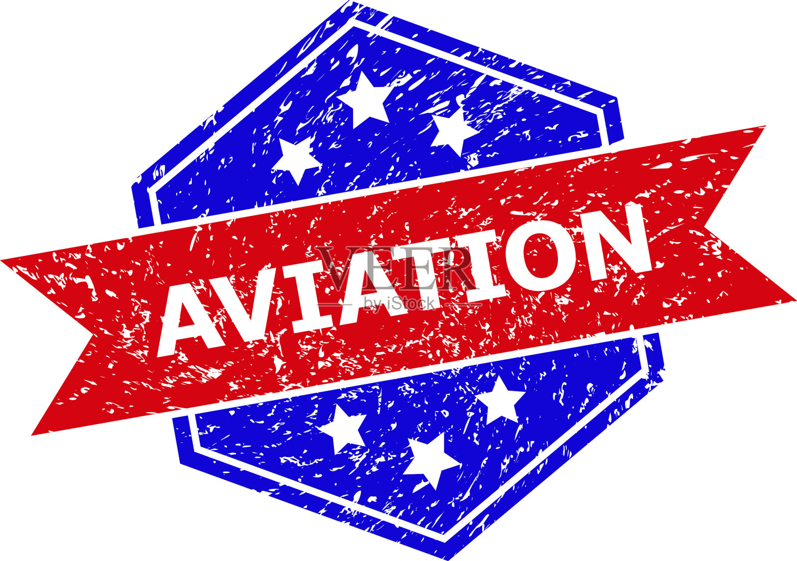 六角双色航空用橡皮图章插画图片素材