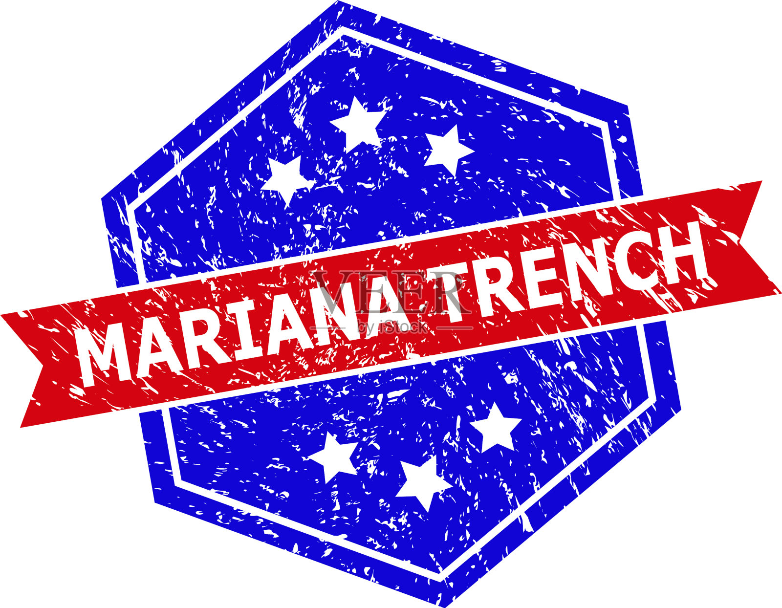 六边形双色马里亚纳沟密封与垃圾插画图片素材