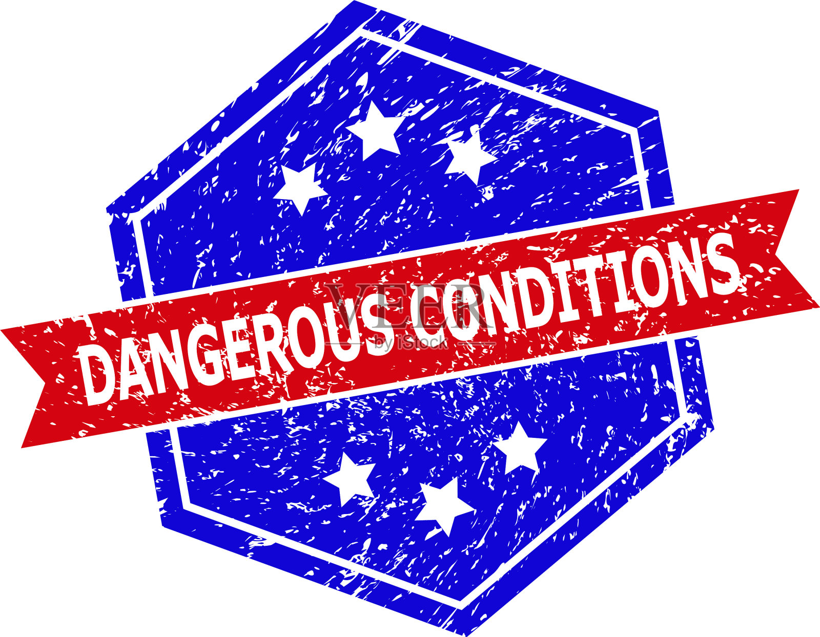 六角形双色危险条件橡皮图章插画图片素材