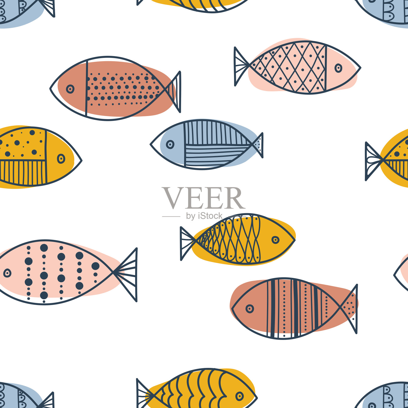 可爱的鱼。插画图片素材