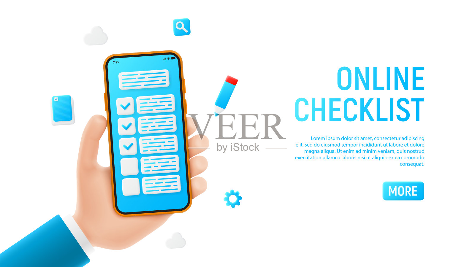 在线清单横幅概念插画图片素材